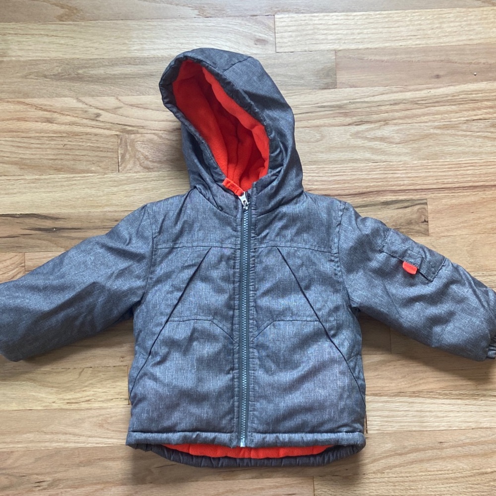 Carter's Charcoal and Orange Kids Puffer Jacket